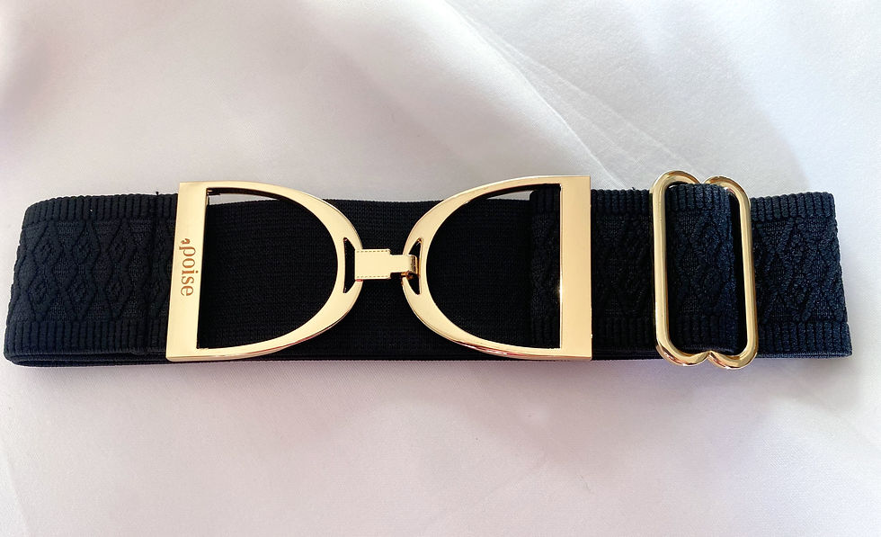 Thumbnail: 2" Stirrup Belt - Black Ethnic Jacquard, Gold Finish