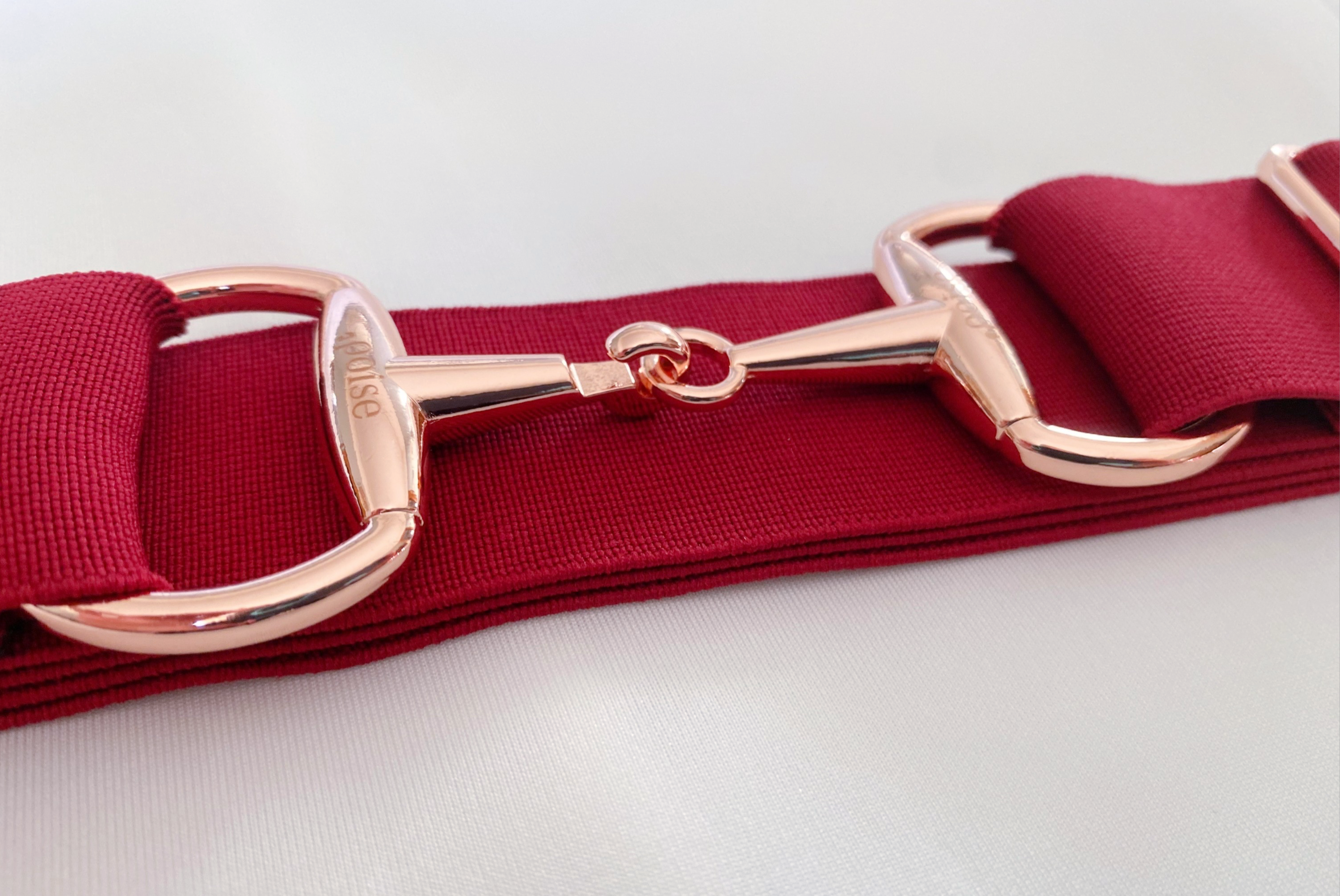 1.5" Snaffle Belt - Merlot, Rose Gold Finish