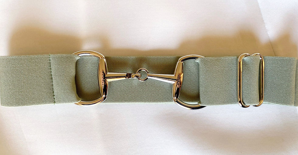 Thumbnail: 1.5" Snaffle Belt - Sage Green, Silver Finish