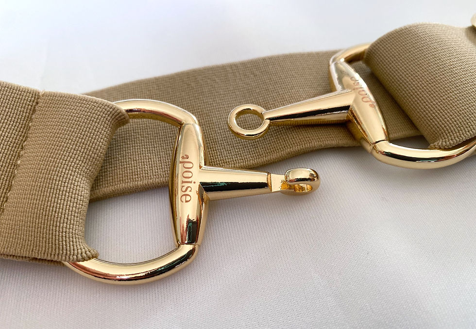 Thumbnail: 1.5" Snaffle Belt - Beige, Gold Finish