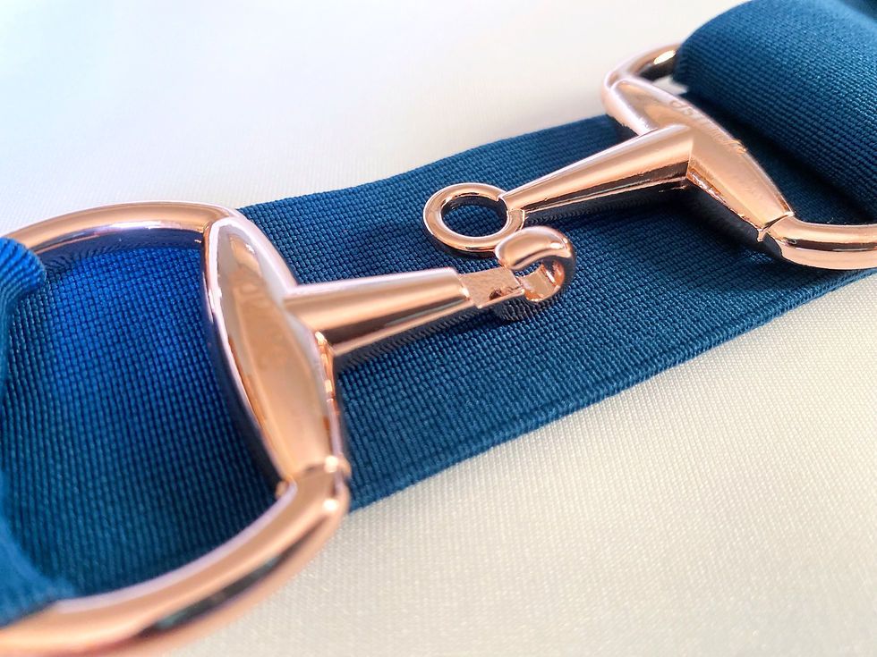 Thumbnail: 1.5" Snaffle Belt - Marine Blue, Rose Gold Finish
