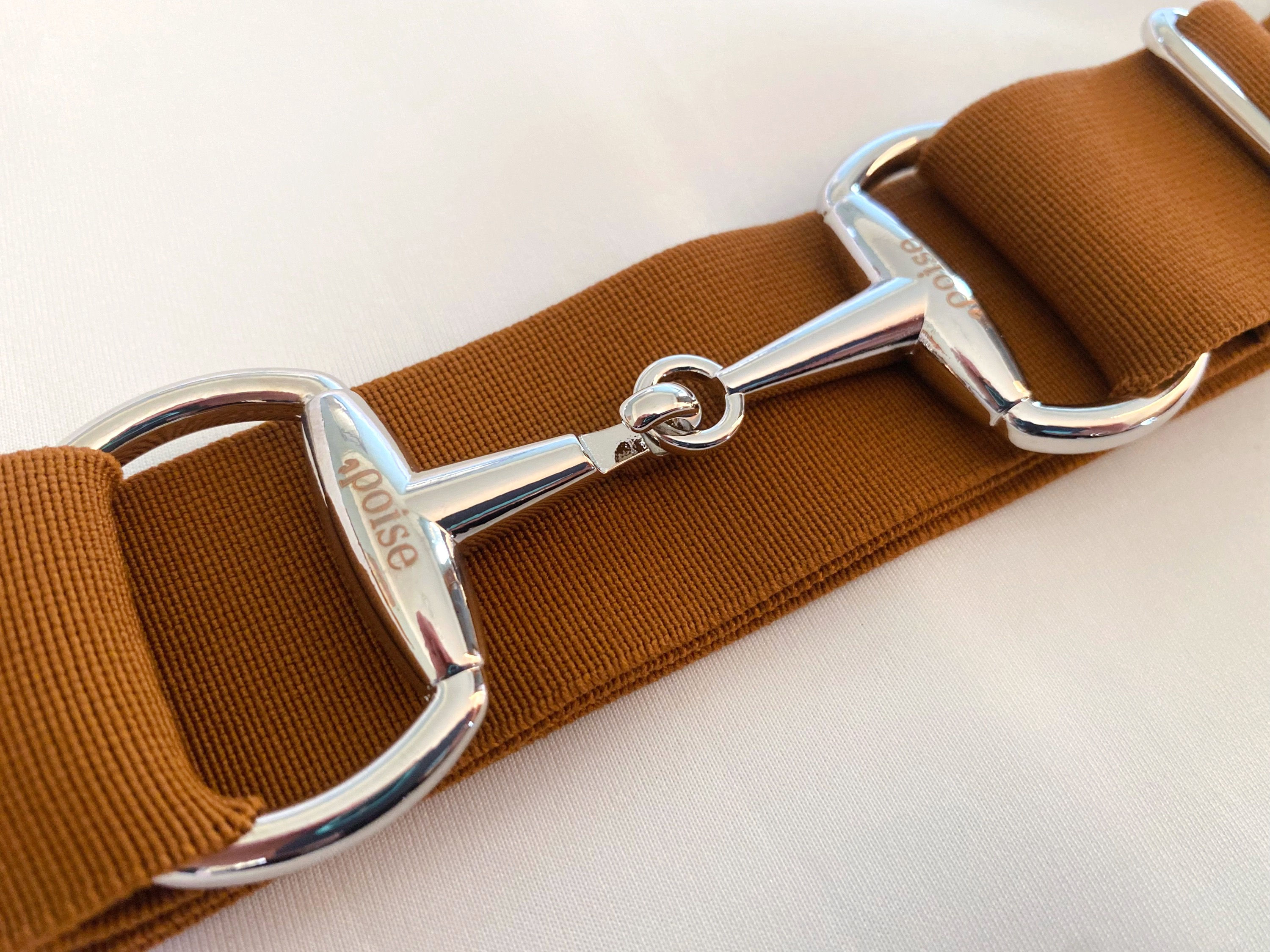 1.5" Snaffle Belt - Coffee, Silver Finish