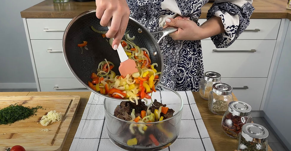 Mixing the salad