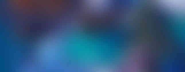 Snowy forest scene with blue-shaded pines, large purple mushrooms, and elevated wooden walkways.