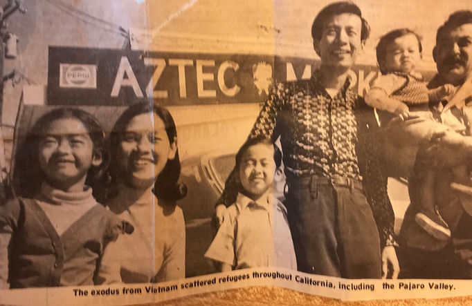 A photo from a newspaper of my family in Watsonville, California during the summer of 1975.