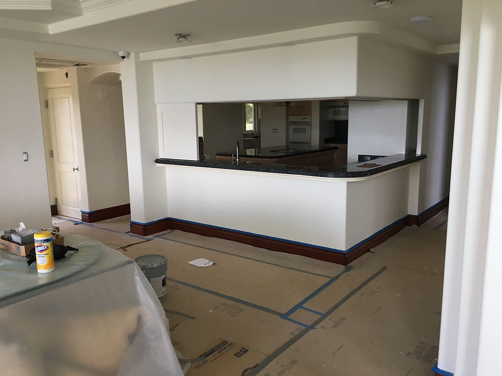 Freshly completed interior painting service for kitchen walls