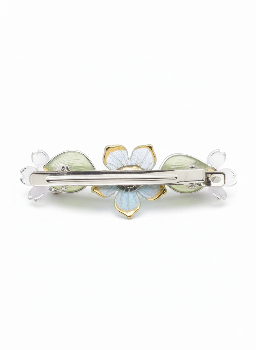 Thumbnail: Blossom Handcrafted Floral Hair Band – White & Gold Designer Ponytail Holder