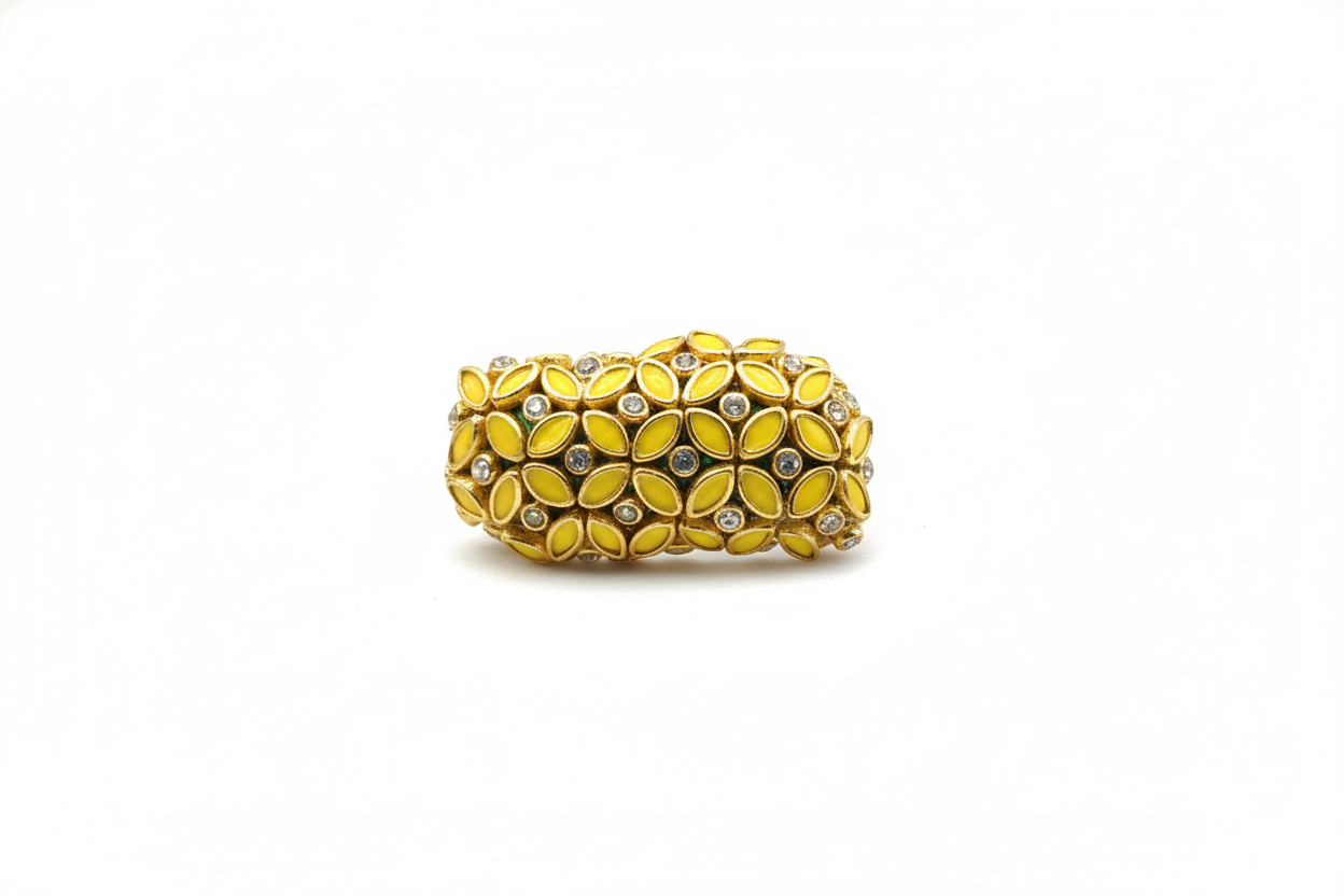Yellow Blossom Kundan Saree Pin
