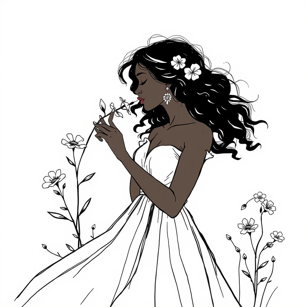 Beautiful woman relaxed and smelling the flowers