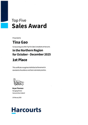 No. 1 Sales Consultant in Northern Region for October-December 2025