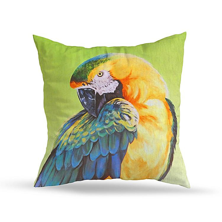 Preening Parrot Cushion