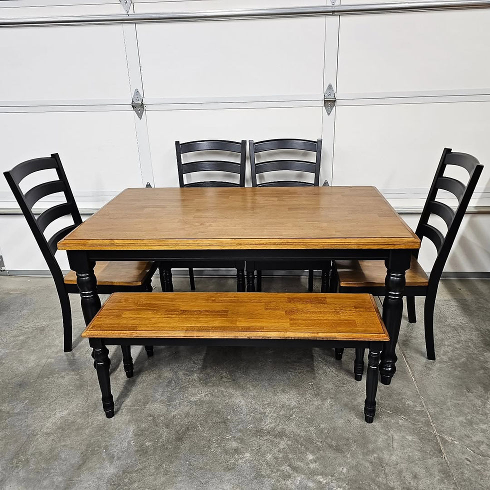 TABLE $499, BENCH $149, CHAIRS $139 each