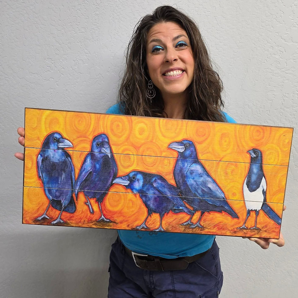 "ODD BIRD OUT" WALL ART ON WOOD $79