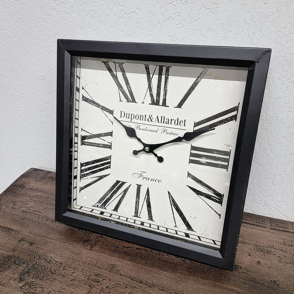 SQUARE BLACK METAL WALL CLOCK $39