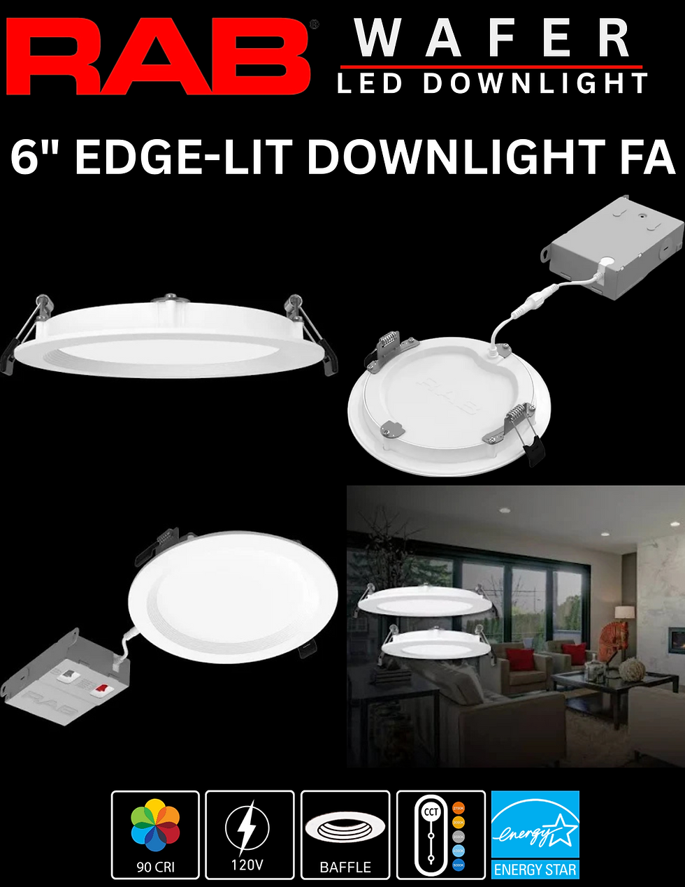 <ul class="font_8">
  <li><p class="font_8">Includes LED Module and Off-Board Driver</p></li>
  <li><p class="font_8">Choose Color Temperature With Integrated CCT Switch&nbsp;</p></li>
  <li><p class="font_8">Edge-Lit Technology Allows For Thin Fixture Depth&nbsp;</p></li>
  <li><p class="font_8">No Housing or J-Box Required&nbsp;</p></li>
  <li><p class="font_8">Spring Loaded Retention Clips&nbsp;</p></li>
  <li><p class="font_8">Diffused, Uniform Light Distribution Exceptional Color Rendering</p></li>
</ul>