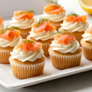 Mini Smoked Salmon Cupcakes - Cream Cheese Topping