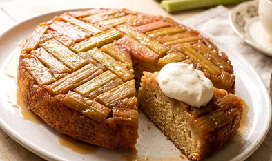 Rhubarb Upside-Down Cake | Easy Dessert