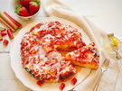 Tender Rhubarb-Strawberry Cake with Bright Lemon Glaze