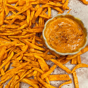 Sweet Potatoes Fries with Rose Harissa Mayonnaise