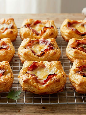 Savory Prosciutto & Mushroom Puff Pastry Bites 