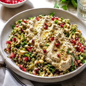 Salată de Freekeh cu Vinete afumate si Rodie