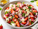 Salata de Capsuni cu Branza Feta si Ceapa Rosie