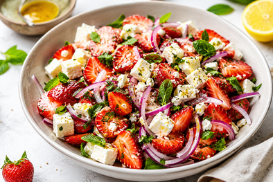 Summery Strawberry & Feta Salad with Onion Twist