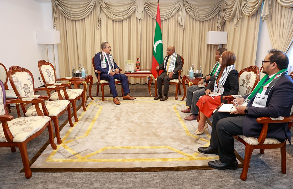 Foreign Minister Abdullah Shahid meets with the Honorary Council appointed by Palestine to Maldives.-- Photo: Foreign Ministry