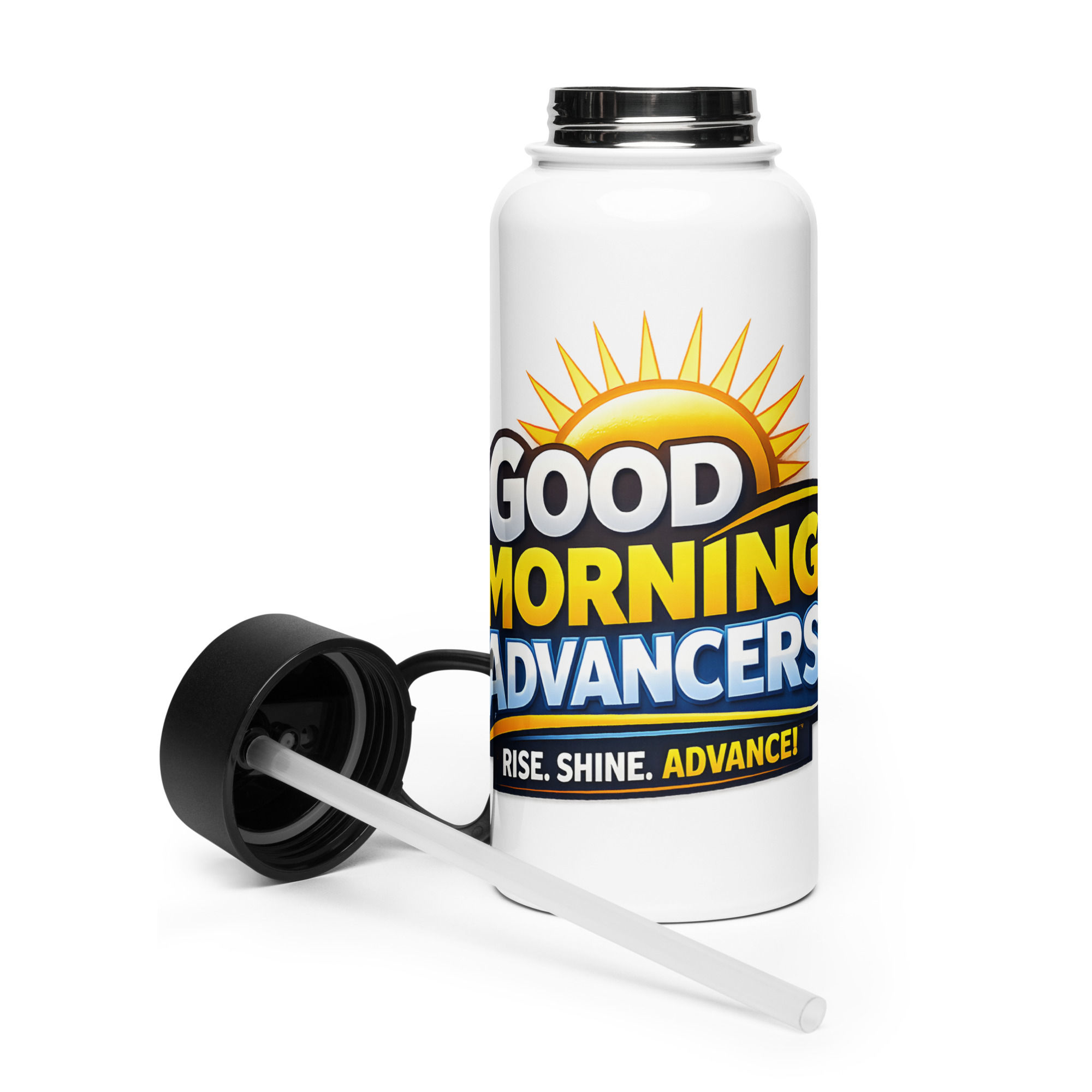 GMA Stainless steel water bottle with a straw lid