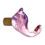 Thumbnail: Cleo3 bird hook in shades of soft pinks and purple, free hand sculpted hot glass with brass fitting, left view