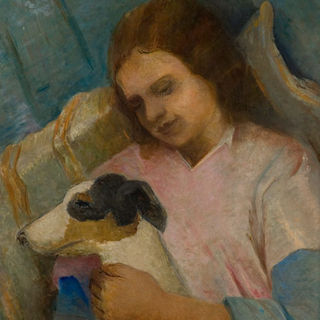 Tarsila do Amaral. Beatriz com Cachorro. 1940. 