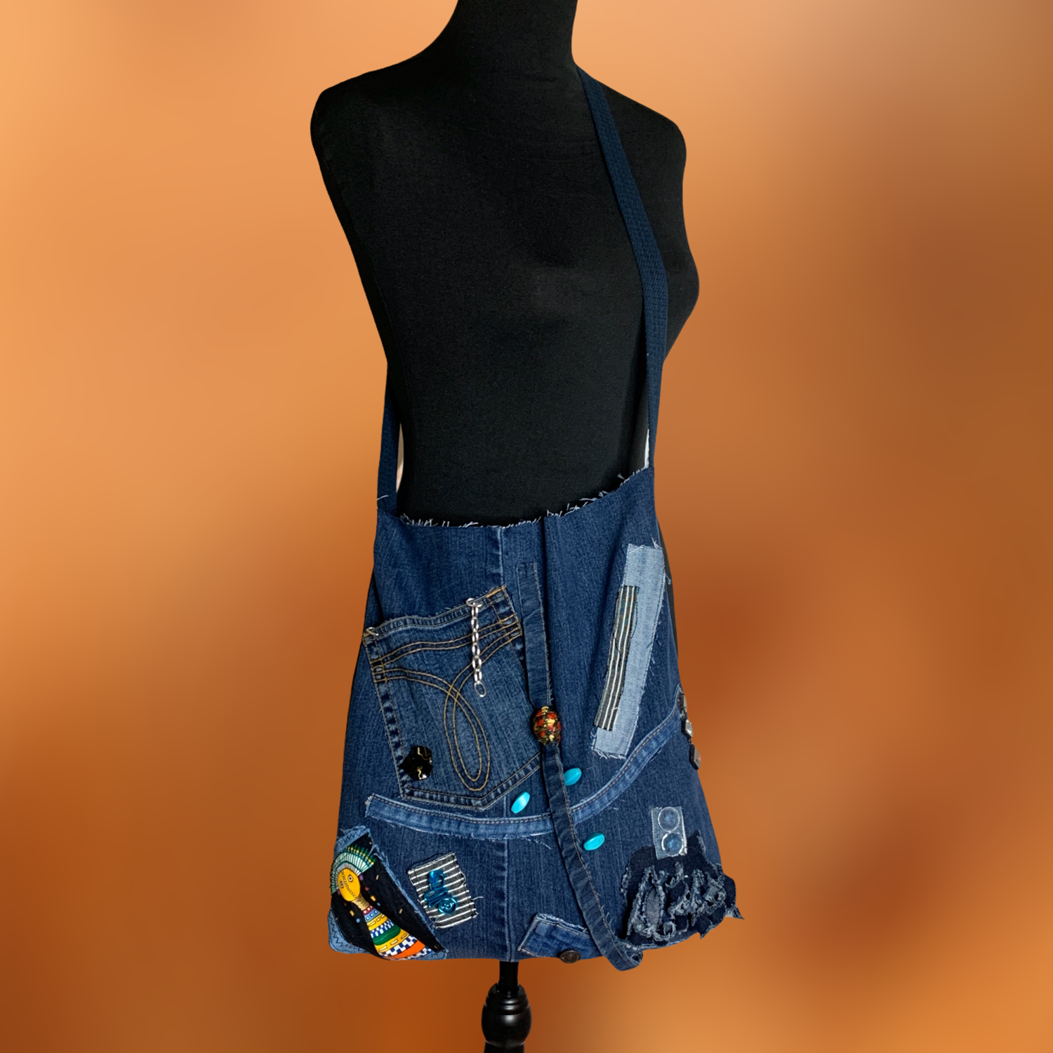 Boho Denim charmed shoulder Denim Bag