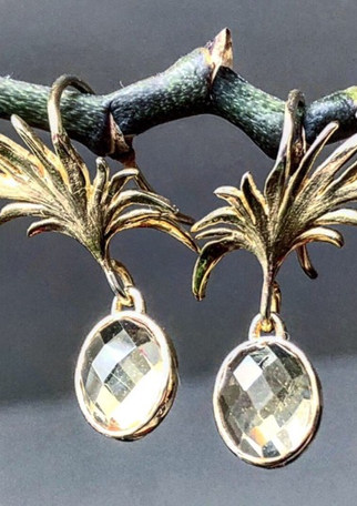 Palm tree citrine drop earrings by Sarah Weatherall exclusive special edition designs