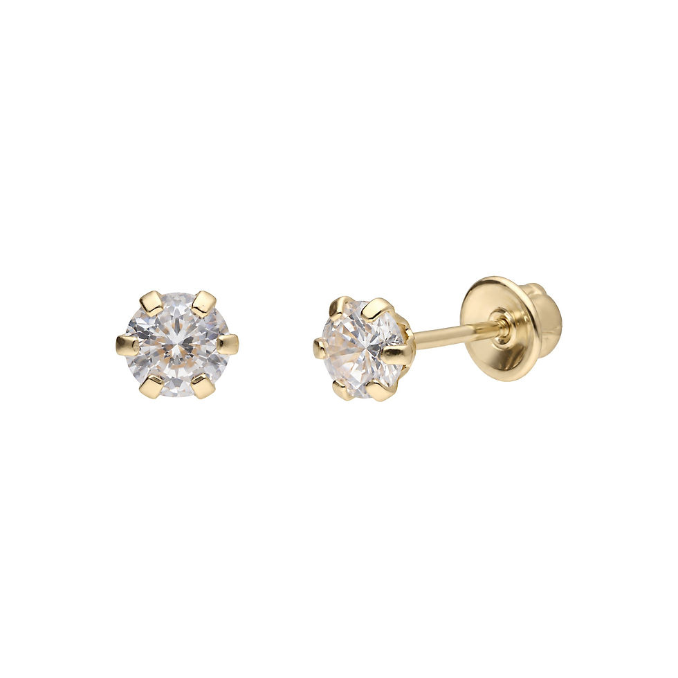 Thumbnail: 14K Gold Round CZ Stud Earrings, 3 mm, front view
