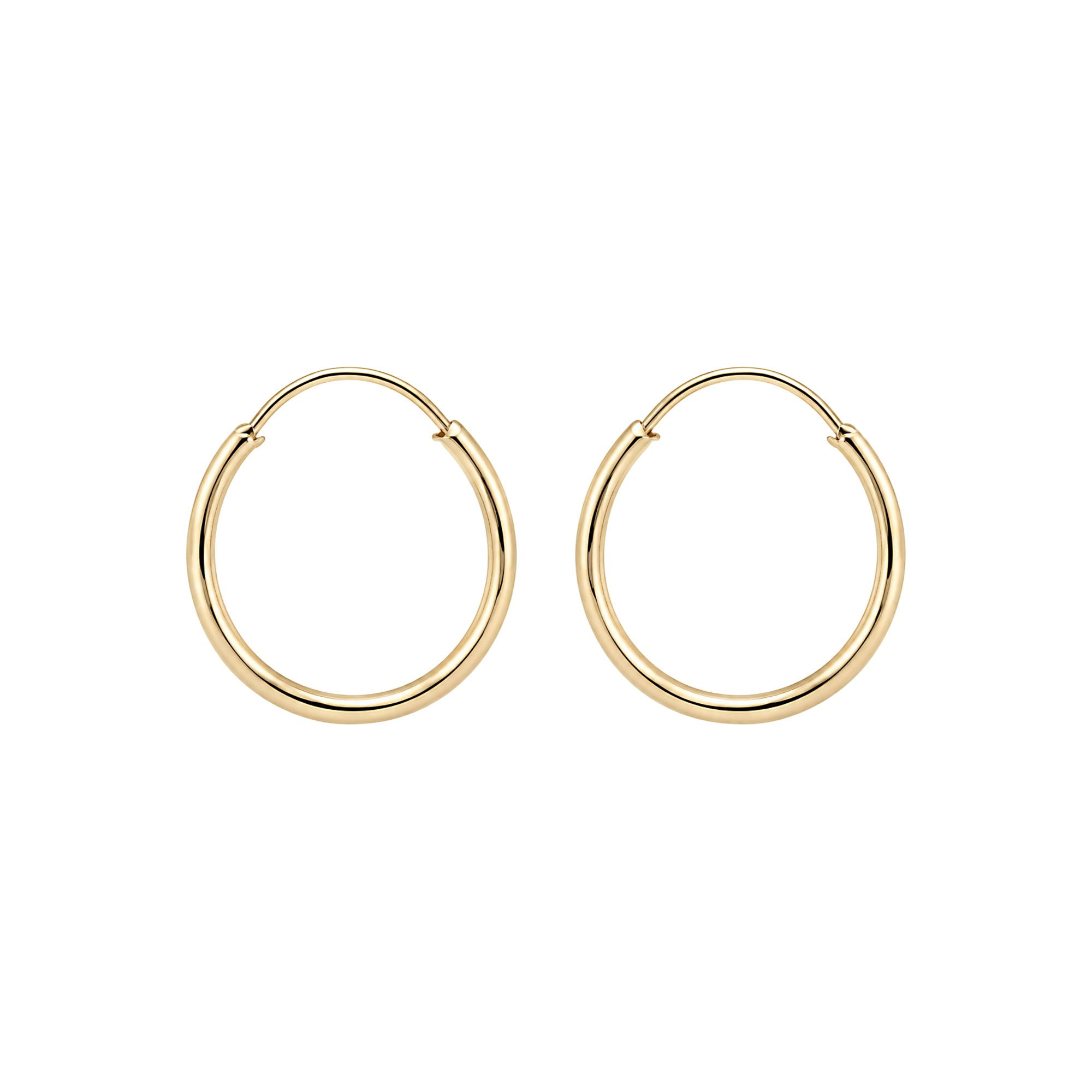 14K Gold Endless Hoop Earrings, 12 mm, front view