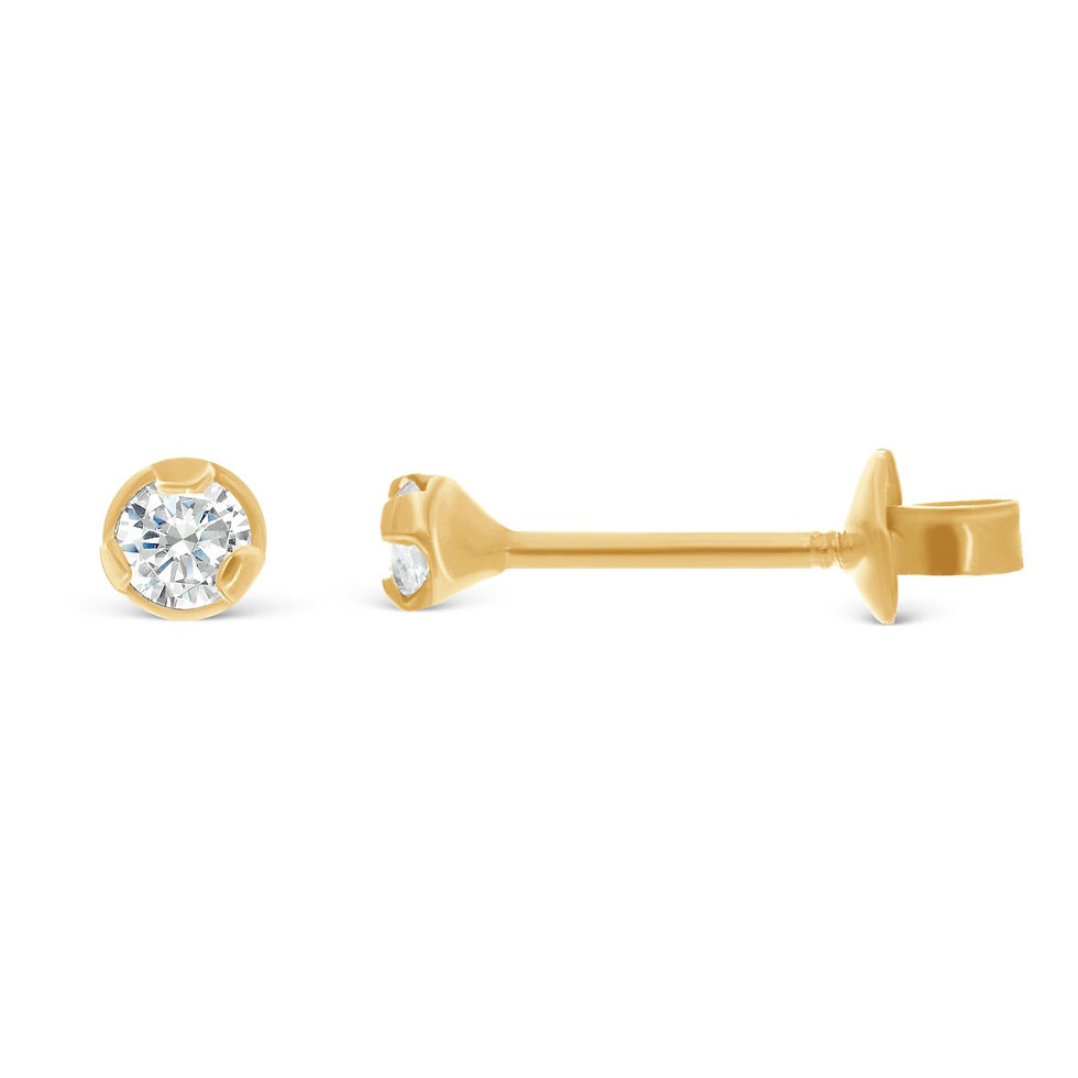 Miniatura: 14K Gold My first Diamond earrings