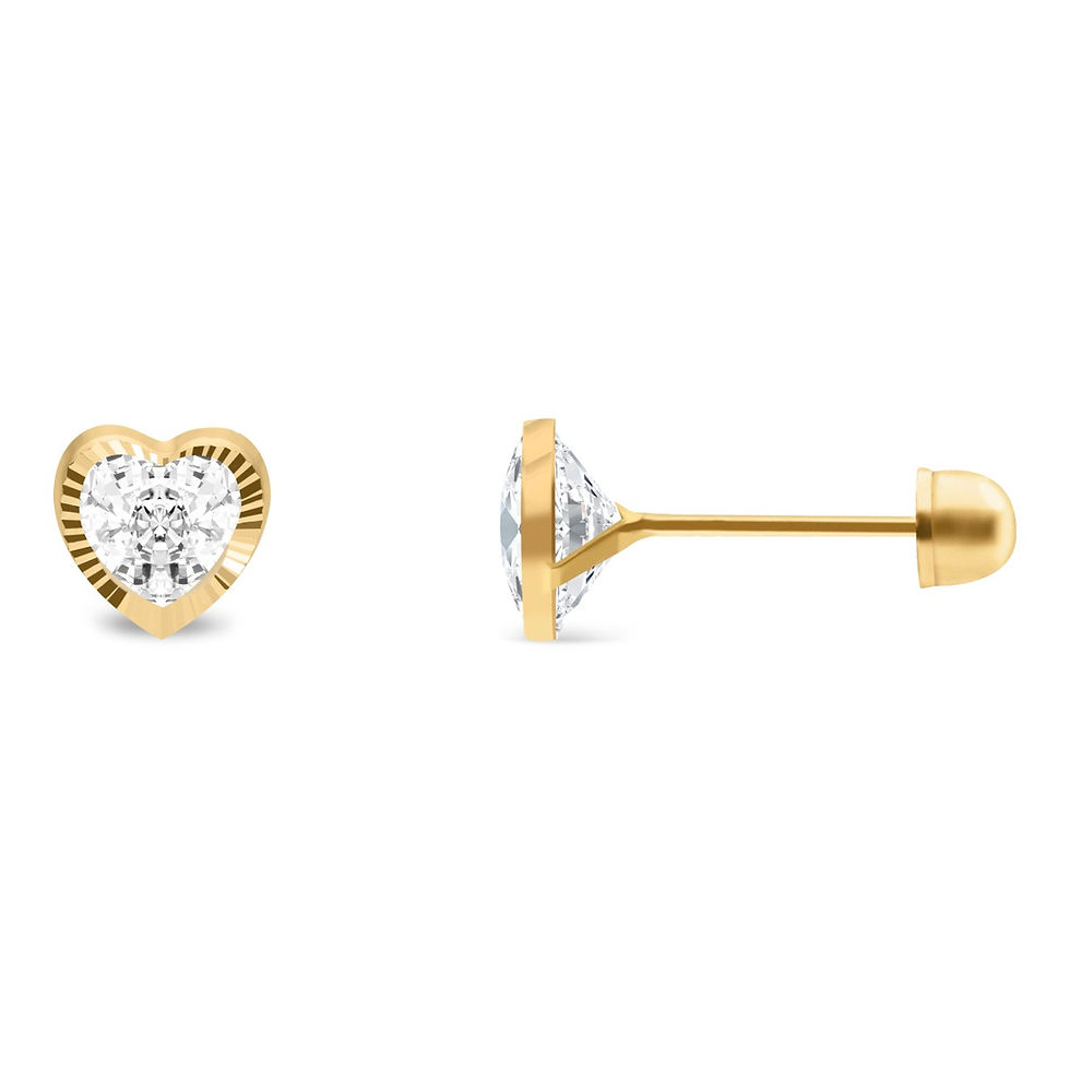 Thumbnail: 14K Gold zirconia heart dazzling earring