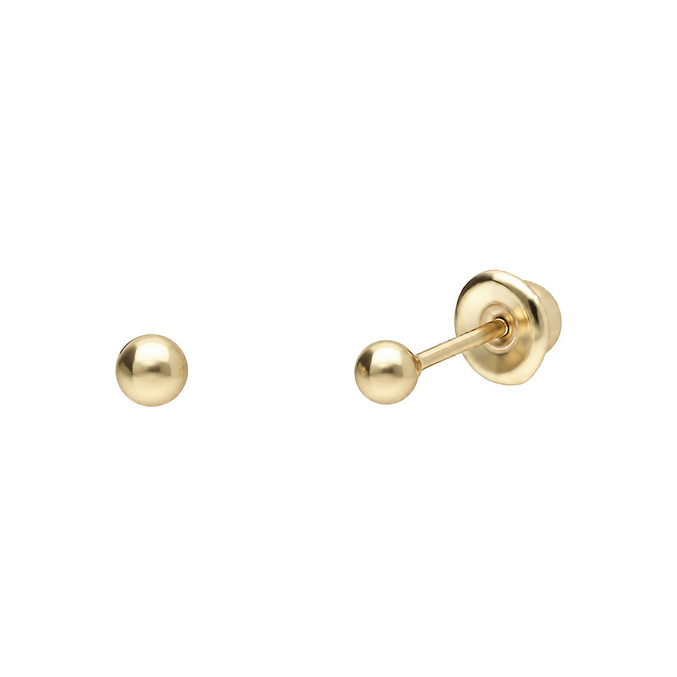 14K Gold "Dormilonas" Ball Stud Earrings, 2 mm, front view