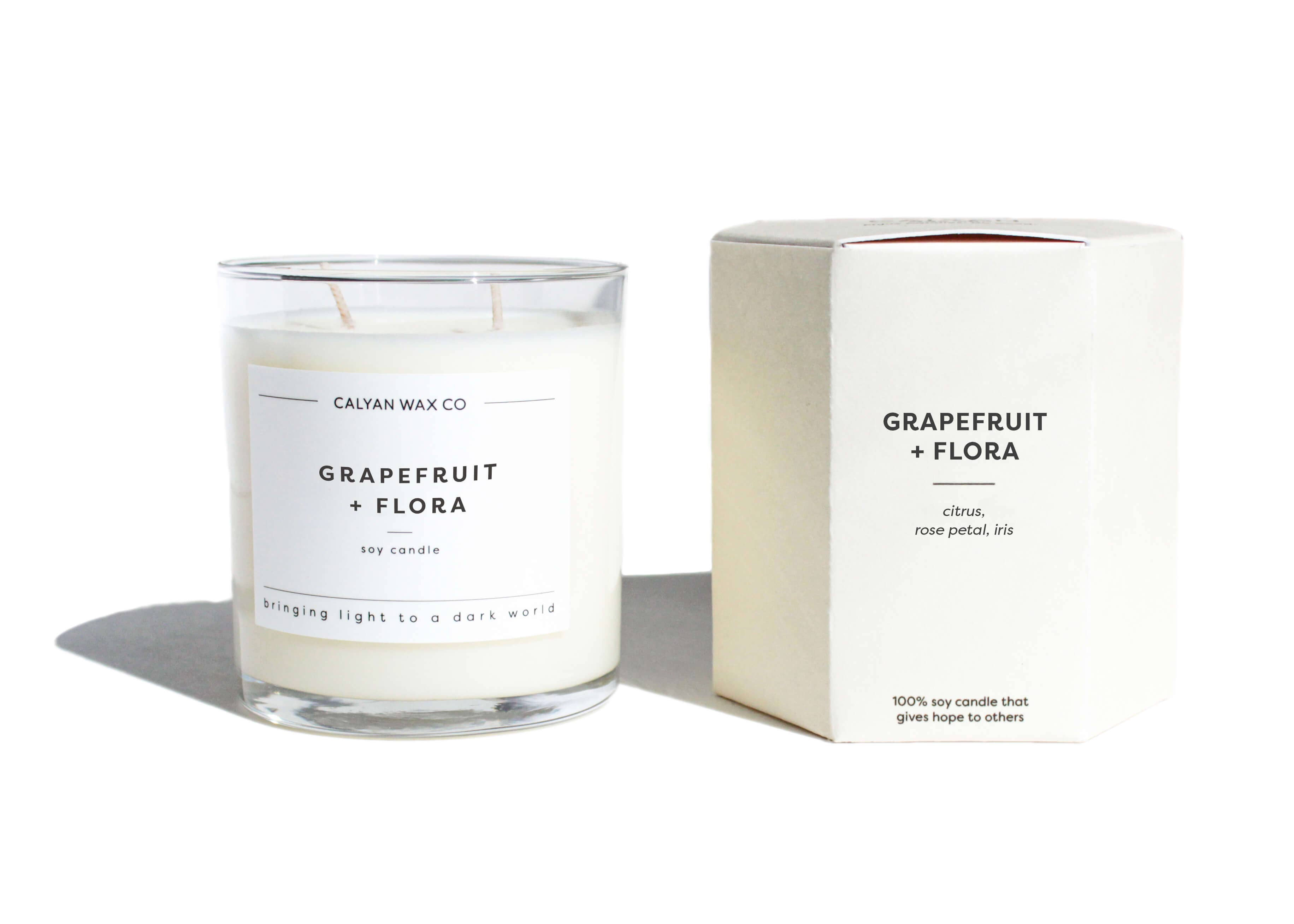 Grapefruit + Flora Glass Tumbler Soy Candle