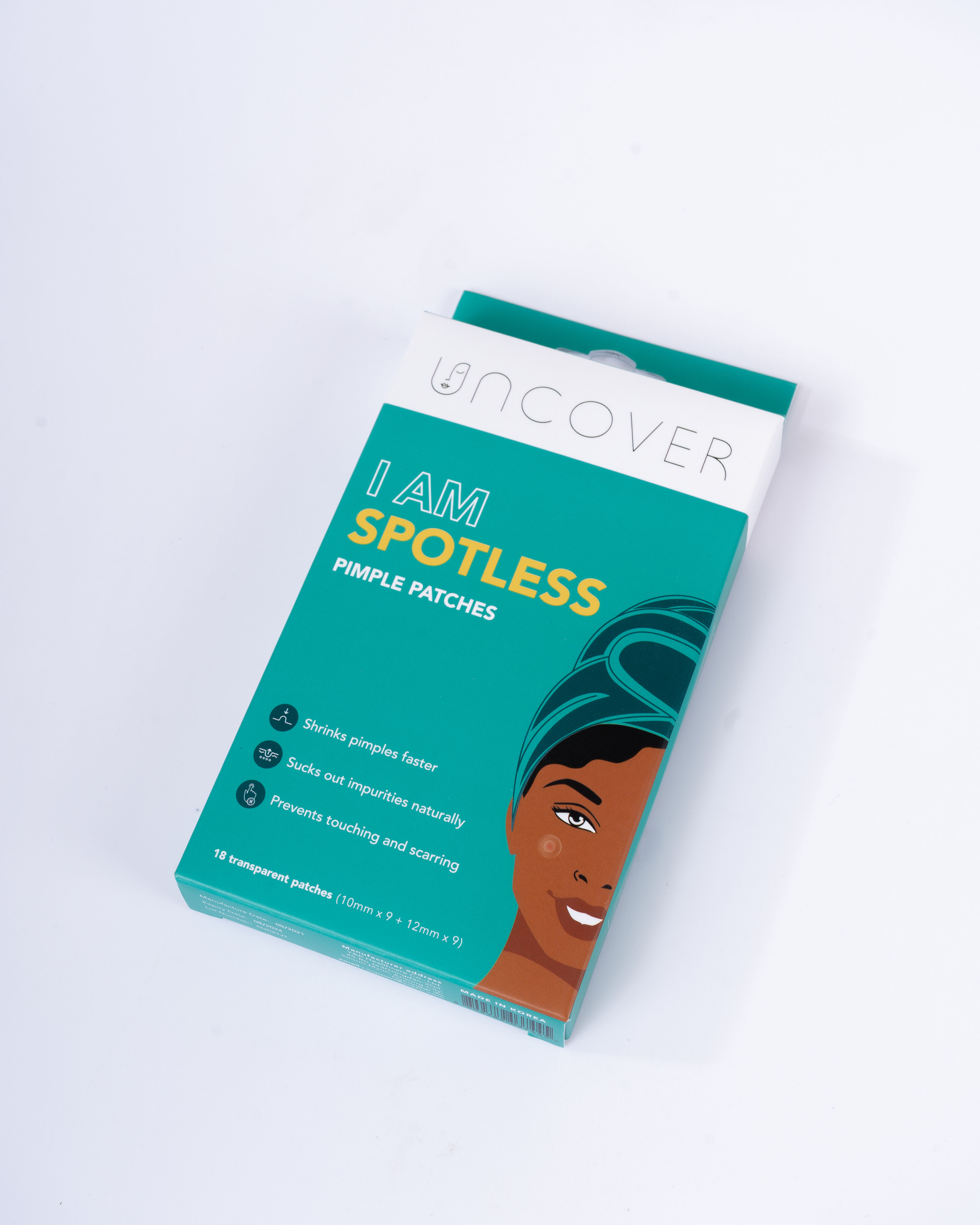 Uncover I am spotless pimple patch 18 patches in 2 sizes (10mm x 9 + 12mm x 9)