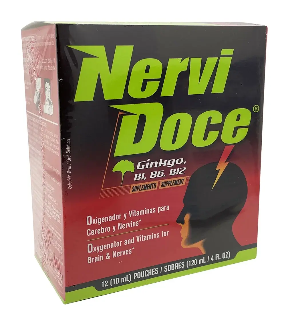 New Nervi Doce Box x 12 Pouches 10 ml each – Ginkgo, B1, B6, B12