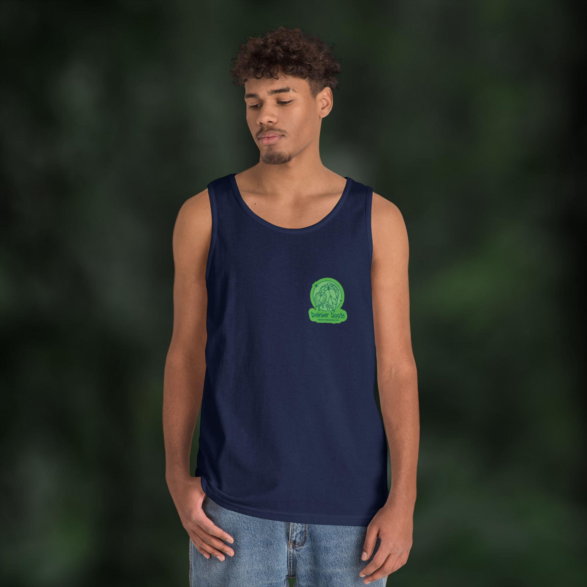 Rainier Roots Logo Tank Top | Melting Anthurium Illustration