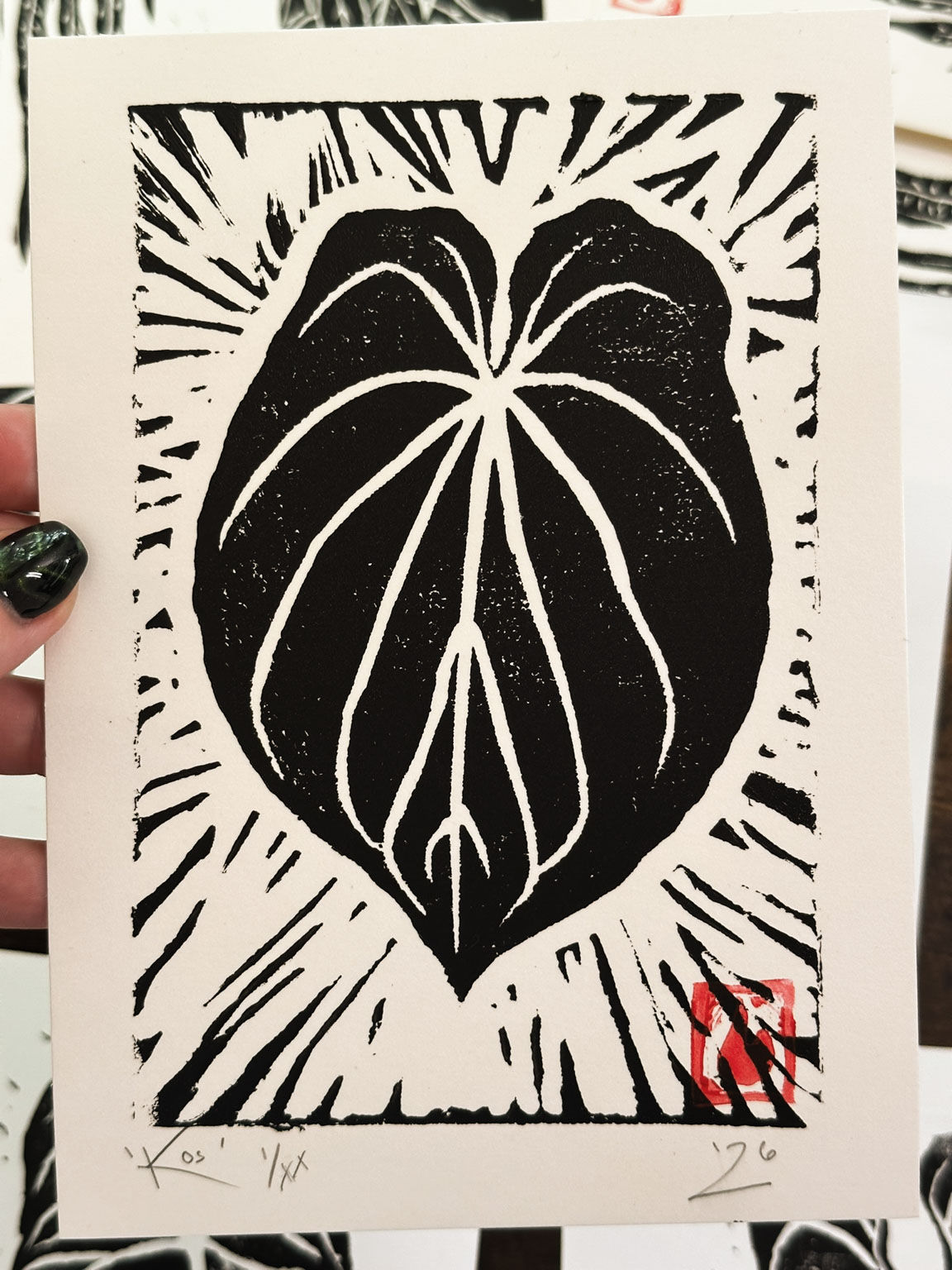 Anthurium King of Spades Linocut Original Prints