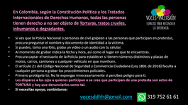 Durante la protesta social todas las personas tienen derecho a no ser objeto de Torturas.