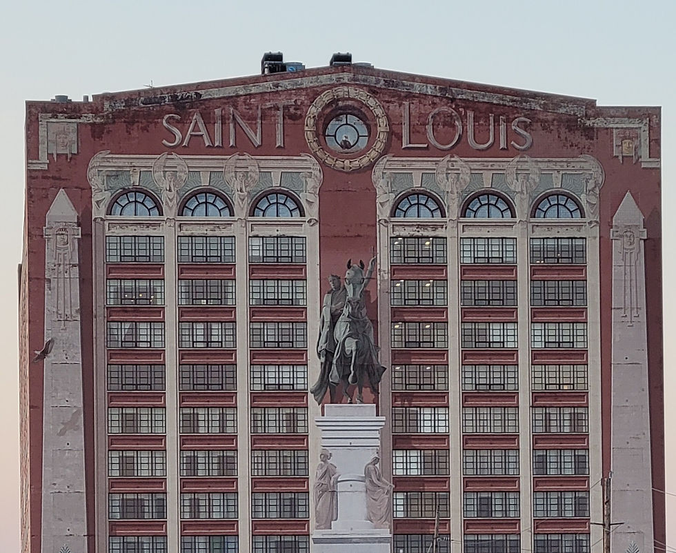 1984 trompe l'oeil mural commemorating 1904 World's Fair (Edison Brothers Building, St. Louis, Missouri).