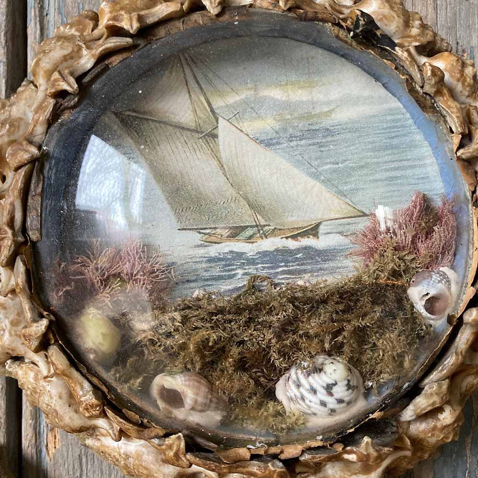 Thumbnail: SOLD - Victorian sailor's shellwork valentine - Anchor #1