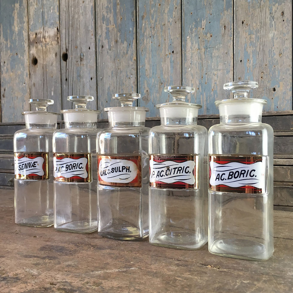 Thumbnail: NOW SOLD - 5 large vintage apothecary bottles