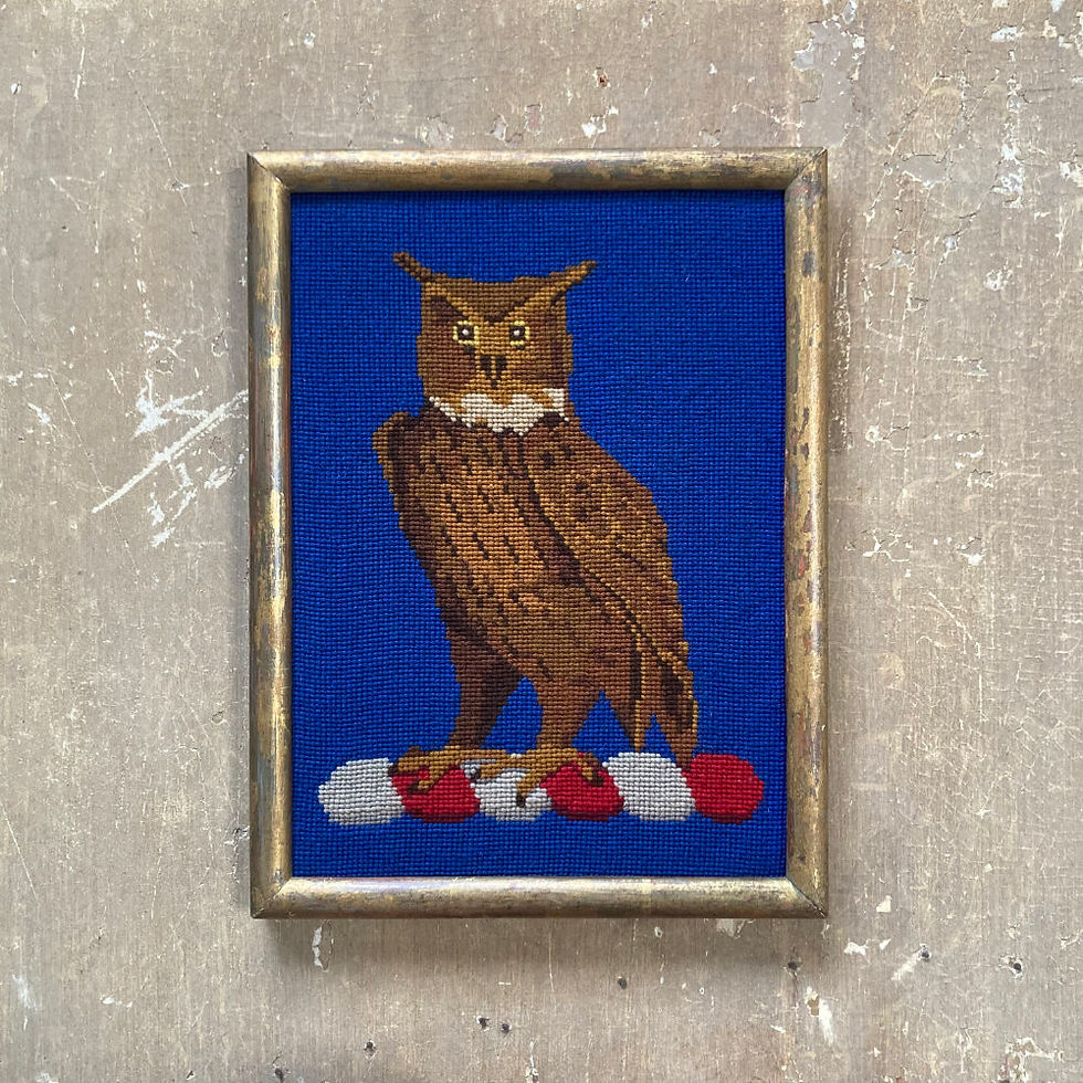 Thumbnail: 19th c. owl woolwork embroidery