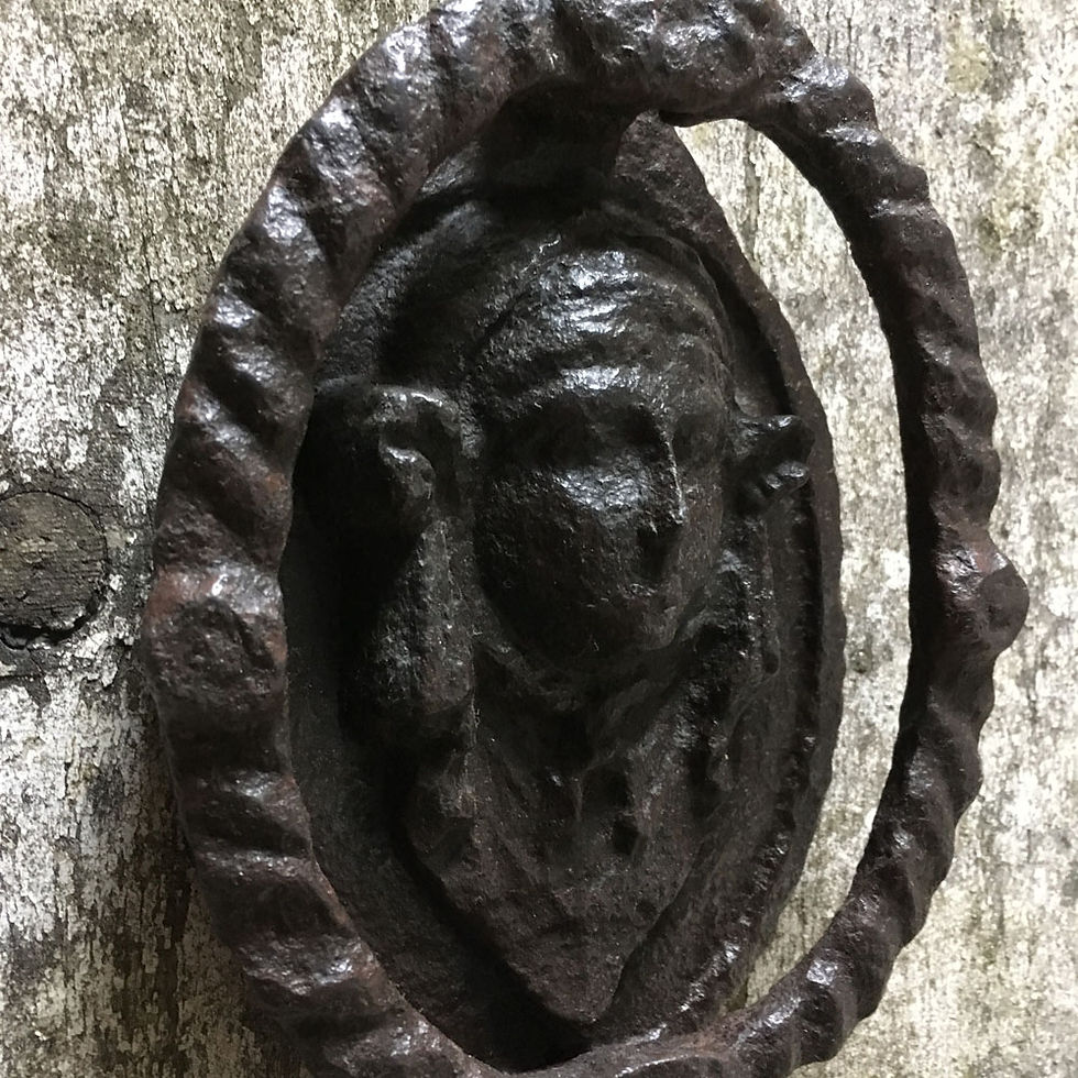 Thumbnail: NOW SOLD - 19th C cast iron door knocker - mask