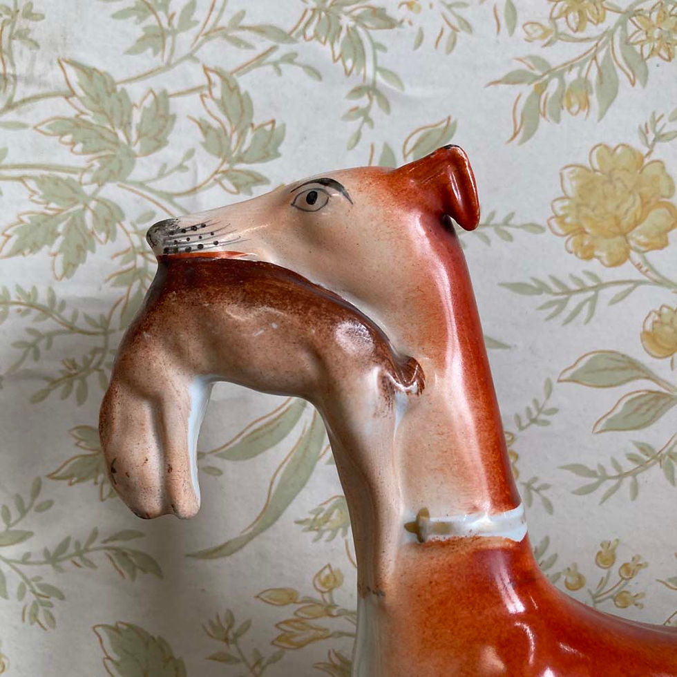 Thumbnail: Pair of Staffordshire pottery greyhounds
